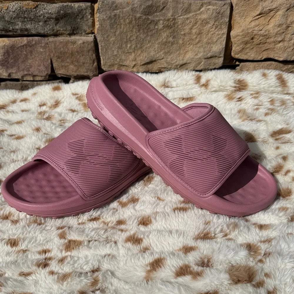 Under Armour “Pink Elixer” slip-on slides NWOB
